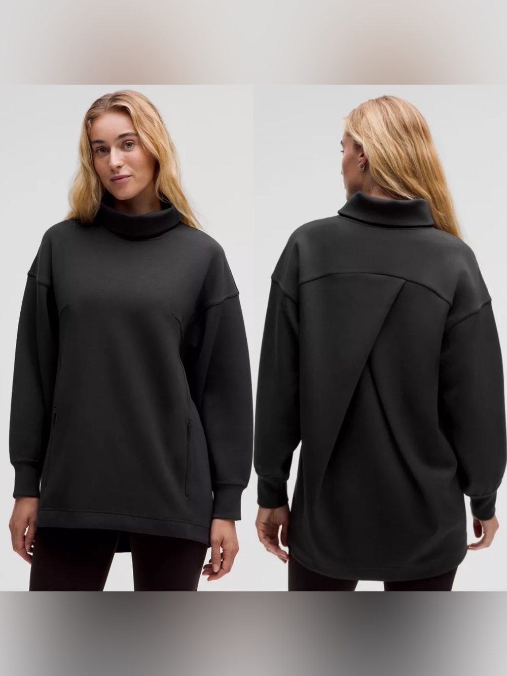 Lululemon Black Modal Blend Turtleneck Tunic Sweater Size 2 Athleisure Lounge